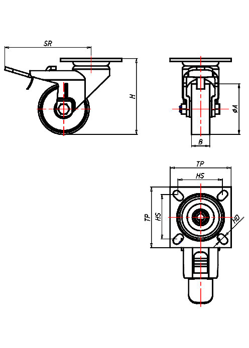 Edelstahlrollen Serie 310XP, Rad P