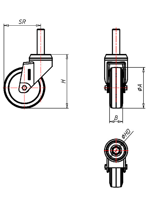  Serie Edelstahlrollen Serie 330LXZ, Rad EL