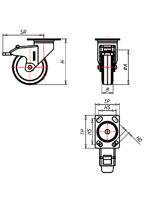 Edelstahlrollen Serie 330LXP, Rad EL