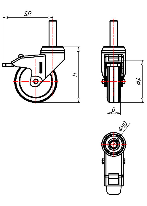 Edelstahlrollen Serie 330LXZ, Rad EL