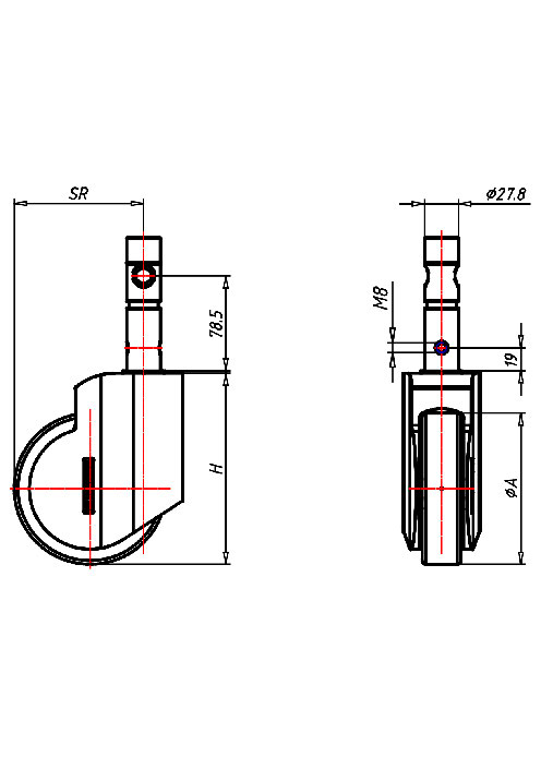 Hospital Castor Series 390K, Wheel EL