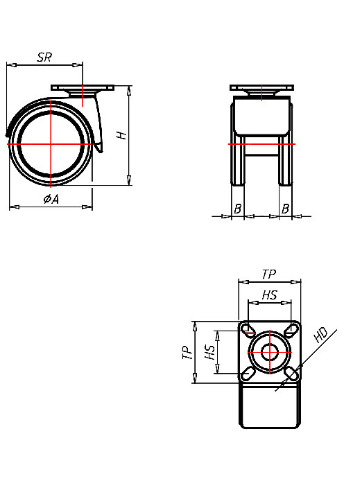 Furniture Castors Series 530 PL, Wheel PEL