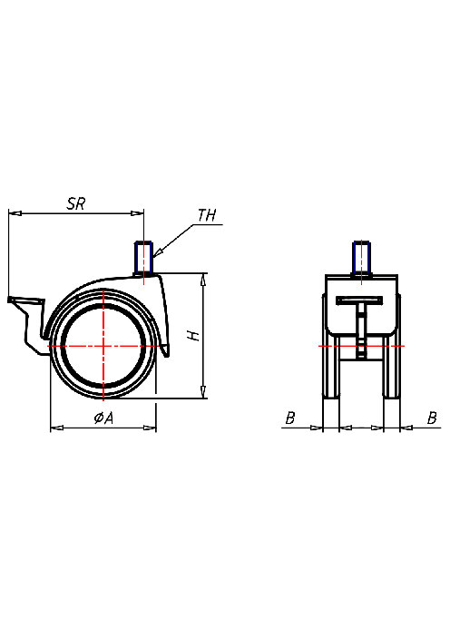 Furniture Castors Series 530 GW, Wheel P