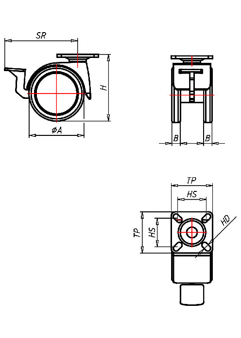 Möbelrollen Serie 530 PL, Rad PEL