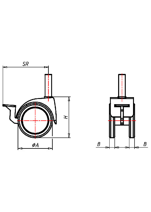  Series Furniture Castors Series 540 ST, Wheel PU