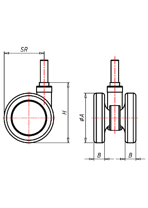 Möbelrollen Serie 550 ST, Rad PU