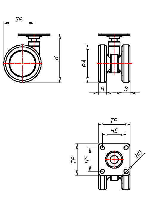 Furniture Castors Series 550 PL, Wheel PUEL