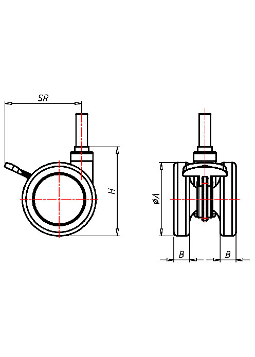 Möbelrollen Serie 550 ST, Rad PU