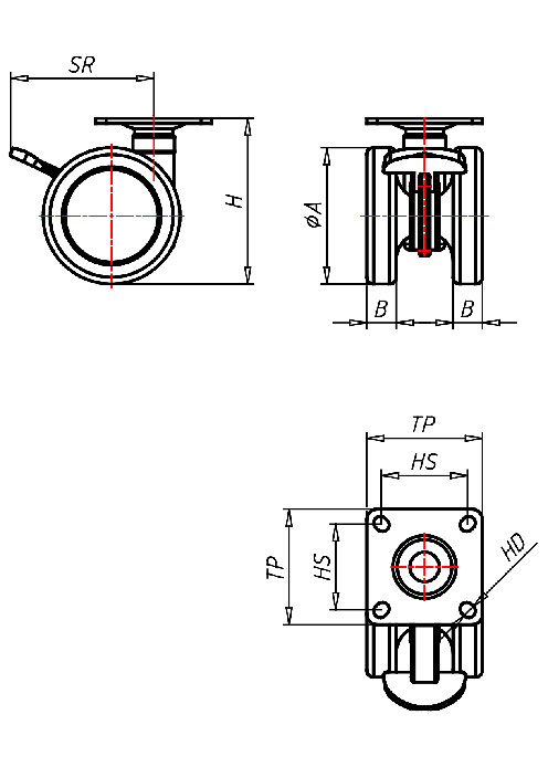  Series Furniture Castors Series 550 PL, Wheel PU