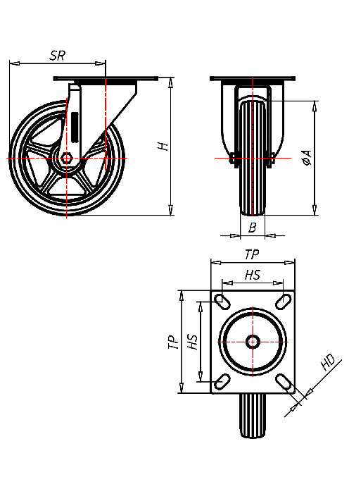 Transportrollen Serie CD, Rad PU