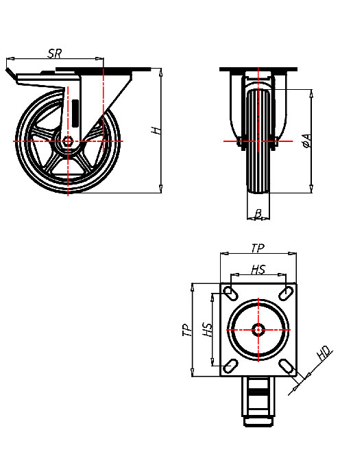 Transportrollen Serie CD, Rad PU