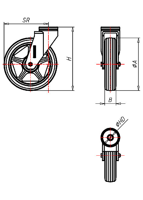 Transportrollen Serie CR, Rad PU