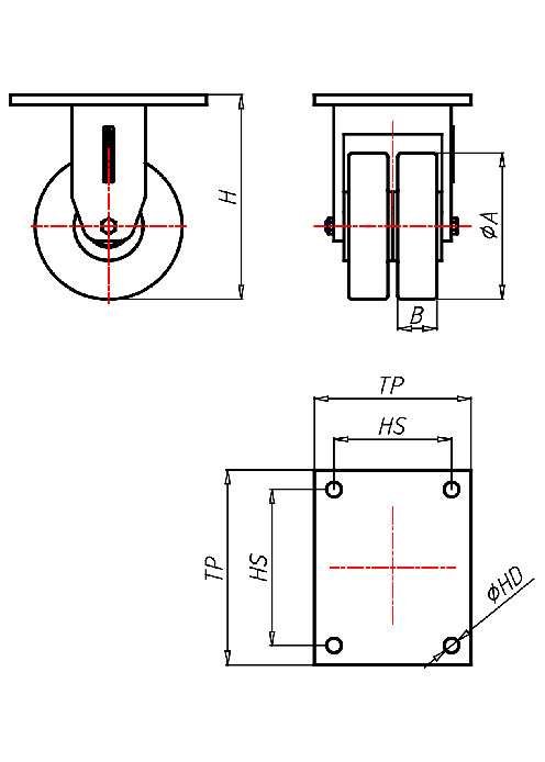  Serie Extra Schwerlastrollen Serie EDD, Rad PE