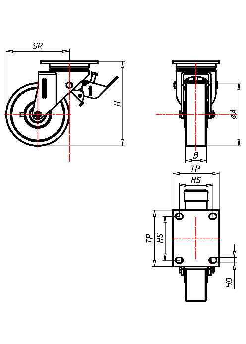  Serie Extra Schwerlastrollen Serie ED, Rad TLS