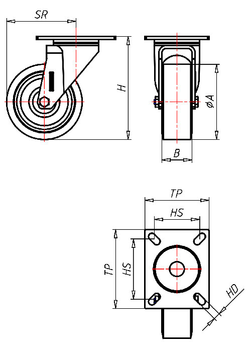 Edelstahlrollen Serie IP, Rad RN