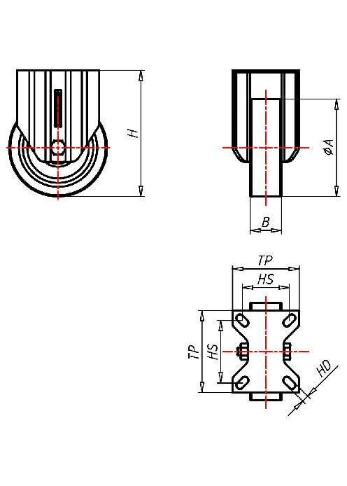 Edelstahlrollen Serie IP, Rad PS