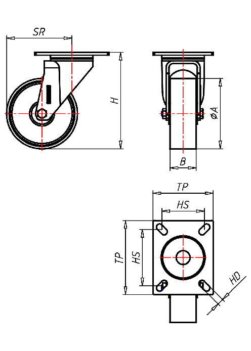  Serie Edelstahlrollen Serie IP, Rad P