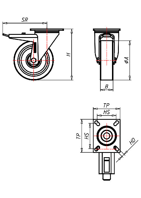 Edelstahlrollen Serie IP, Rad PS