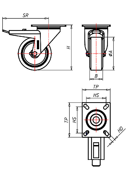  Serie Edelstahlrollen Serie IP, Rad A