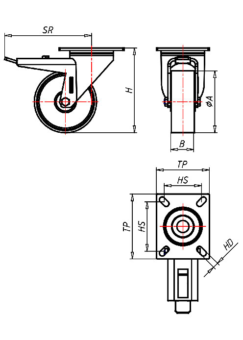  Serie Edelstahlrollen Serie IP, Rad P