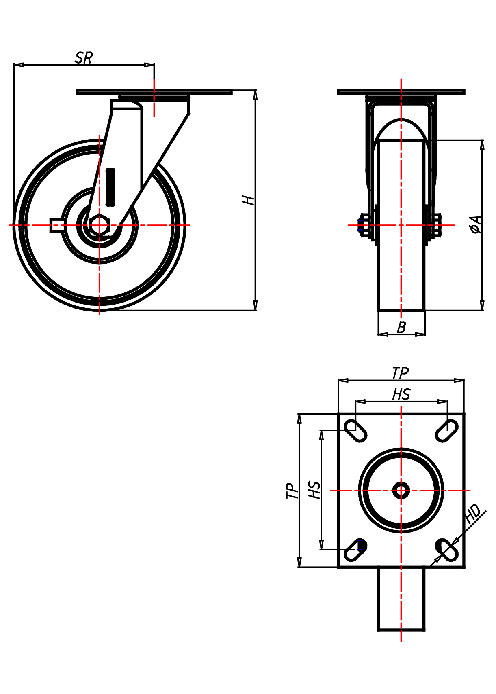 Transportrollen Serie KD, Rad P