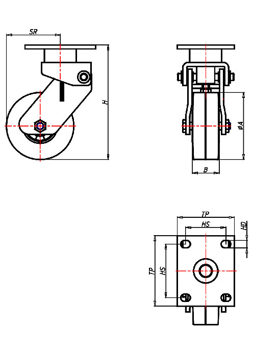  Series Spring-loaded Castors Series MFA, Wheel E