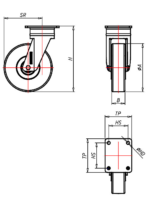 Extra Schwerlastrollen Serie QD, Rad PE