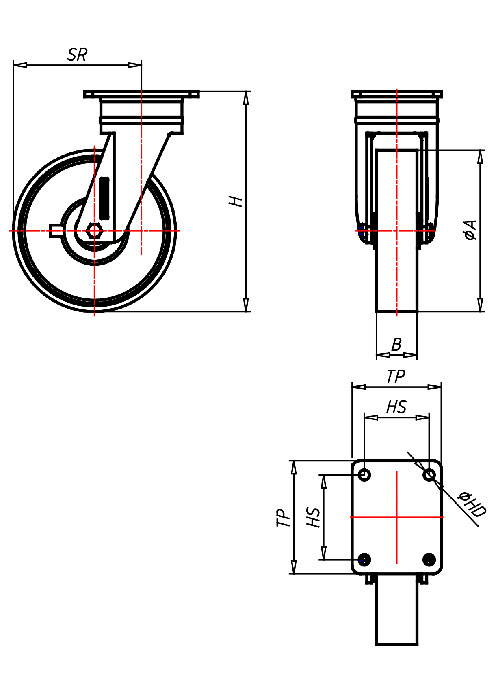  Serie Extra Schwerlastrollen Serie QD, Rad P