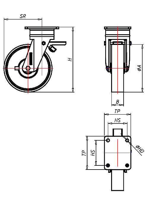 Extra Schwerlastrollen Serie QD, Rad P