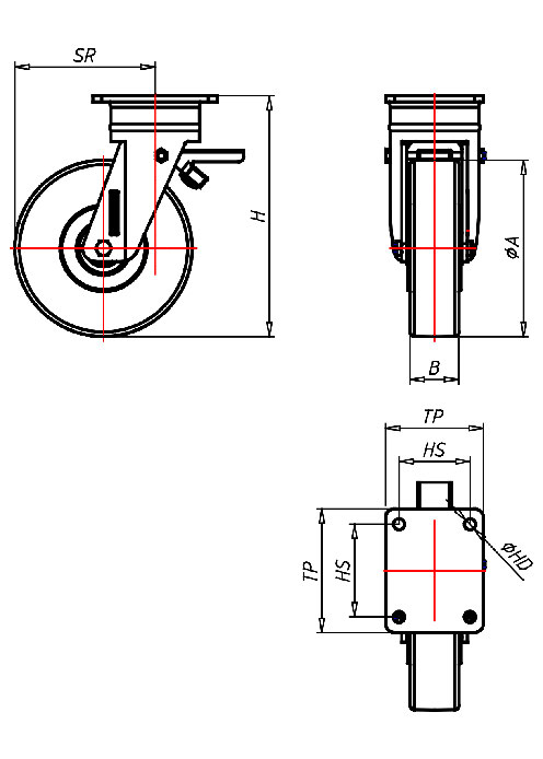  Serie Extra Schwerlastrollen Serie QD, Rad PE