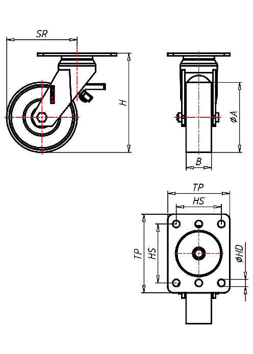 Edelstahlrollen Serie QX, Rad P