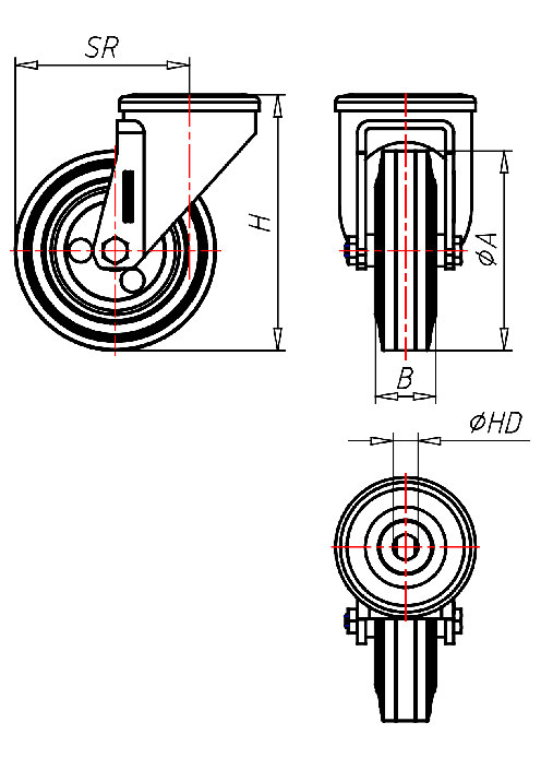 Edelstahlrollen Serie XR, Rad EL