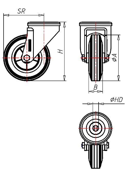  Serie Edelstahlrollen Serie XR, Rad DG