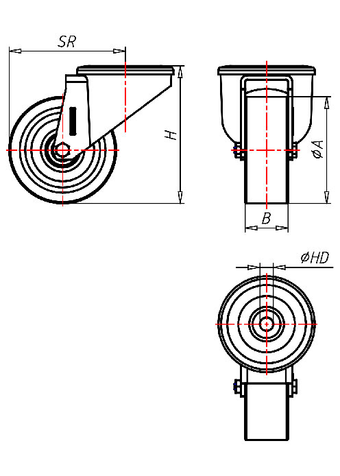 Edelstahlrollen Serie XR, Rad PS