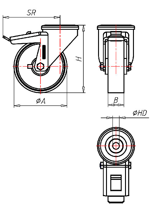  Serie Edelstahlrollen Serie XR, Rad P