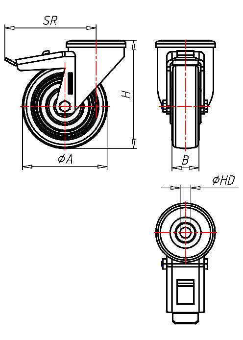  Serie Edelstahlrollen Serie XR, Rad AEL