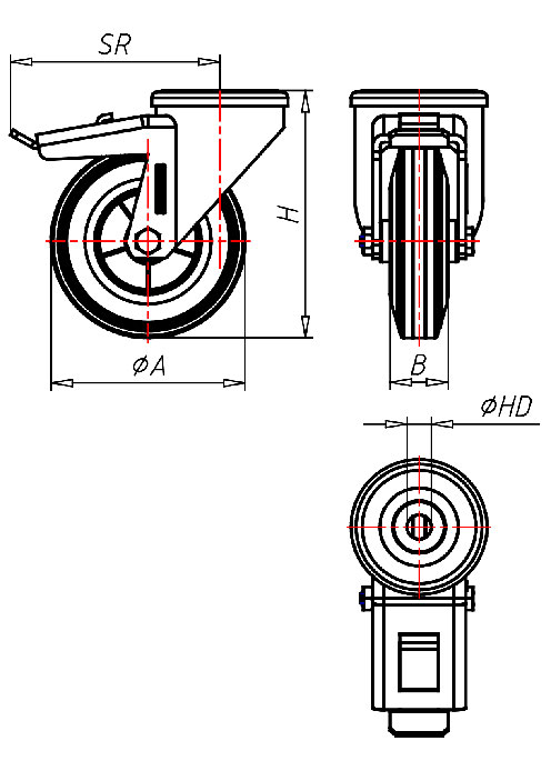  Serie Edelstahlrollen Serie XR, Rad DG