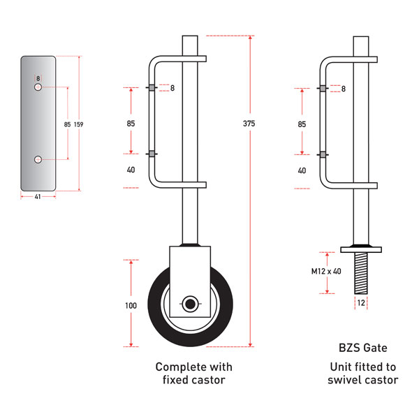 Fabricated Steel Housing With Black Finish Steel Body With Elastic Solid Rubber Tyre,75 ± 5 Shore Avulcanised, Black Or Grey Spring-loaded Castors Series LRCR, Wheel EK