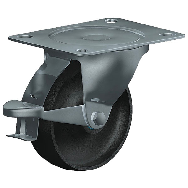 Swivel Castor With Wheel Brake Heavy Duty Series 61, Wheel CI