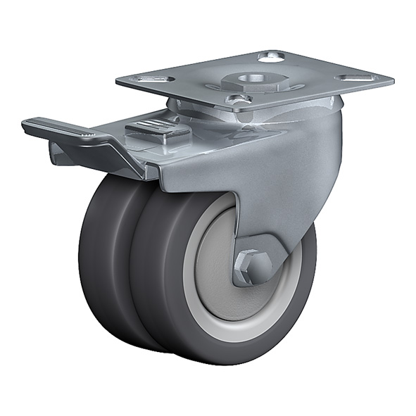 Swivel castor with wheel brake 321 PT 50 GL